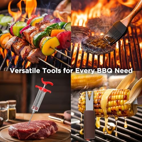 Kaluns 35PC BBQ Grill Tools Set – Heavy Duty Stainless Steel Grill Accessories Kit with Case, Meat Thermometer, Injector, Claws & Mats for Dad, Men - Image 2