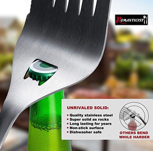 ROMANTICIST 4pcs Heavy Duty Grill Accessories for Top Chef - Professional Grill Tool Set & Basic BBQ Tools for Backyard Restaurant Outdoor Kitchen - Deluxe Grill Gift for Dad on Father’s Day Christmas - Image 3