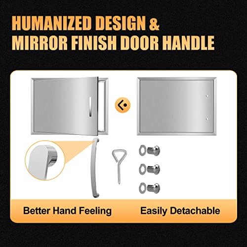 Outdoor Kitchen Doors 27W x 20H Inch, Single BBQ Access Door 304 Stainless Steel for Outdoor Kitchen Cabinet Grill Station or BBQ Island - Image 4