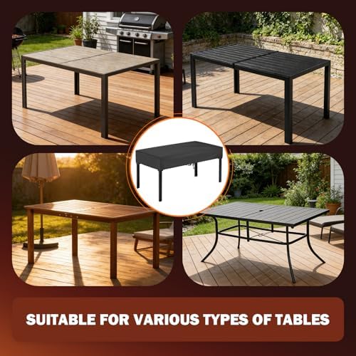 TOHONFOO Waterproof Rectangular Patio Table Cover, 75" x 40" x 6", Black - Image 6