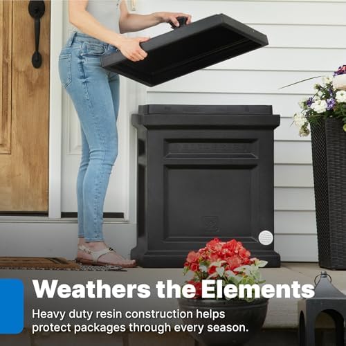 Step2 Express Parcel Delivery Box, Large Outdoor Package Bin with Lid, Weather-Resistant, Black - Image 3