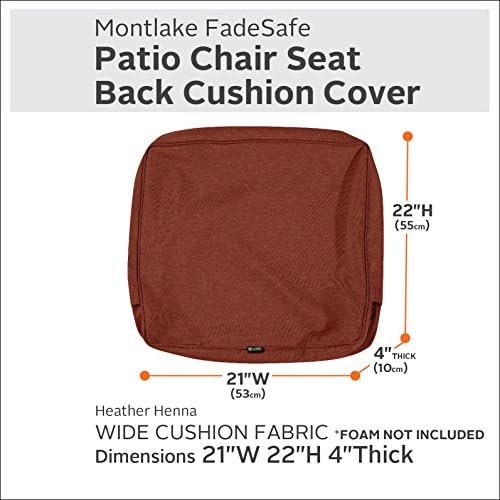 Classic Accessories Montlake Water-Resistant 21 x 22 x 4 Inch Outdoor Back Cushion Slip Cover, Patio Furniture Cushion Cover, Heather Henna Red, Patio Furniture Cushion Covers - Image 2