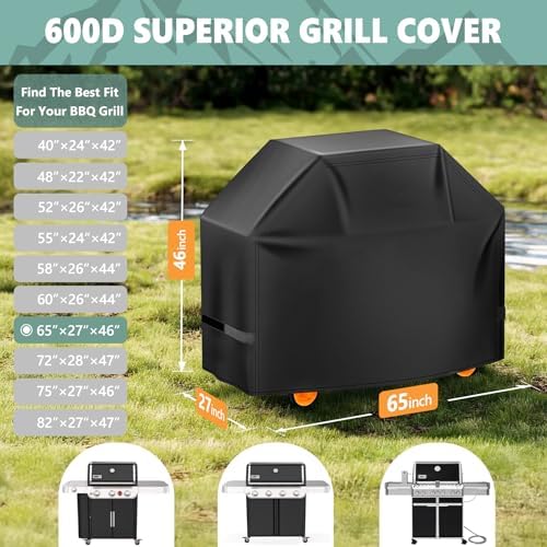 Grill Cover 65 Inch - Superior BBQ Cover for Weber Genesis 400 and Summit 400 Series Gas Grill - 600D Outdoor Barbecue Cover for Weber 4 Burner Genesis ii E325s, E410 and Summit E470, S420 - Image 2