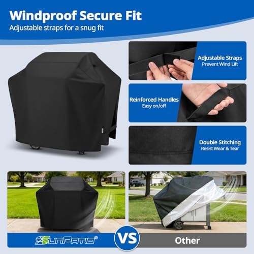 SunPatio 55 Inch Grill Cover for Outdoor Grill Heavy Duty Waterproof, Black - Image 5