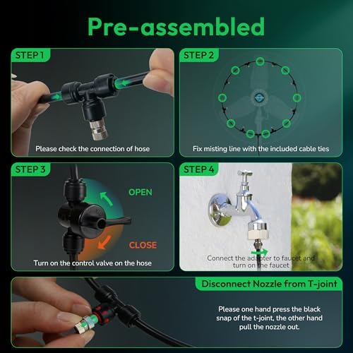 Tornado 20’’ Misting Kit for Cooling Outdoor, Portable Fan Misters for Outside Patio Fan, Water Mister system for Party/Porch/Garden, 19.6FT Misting Line, 8 Brass Mist Nozzles, Outdoor Fan’s Accessory - Image 6