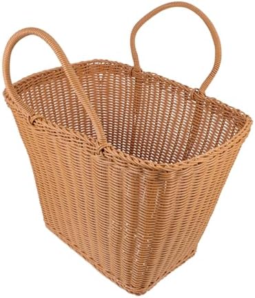 Woven Plastic Storage Basket, Portable Picking for Fruit Container, Brown by YARDWE
