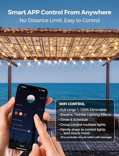 XMCOSY+ Patio Lights, Smart 50Ft Outdoor String Lights with 25 G40 Bulbs - Image 2