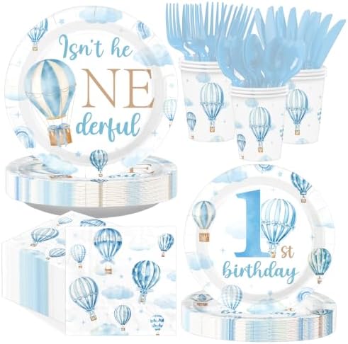 168Pcs Hot Air Balloon 1st Birthday Party Decorations,Serves 24 by Greencian