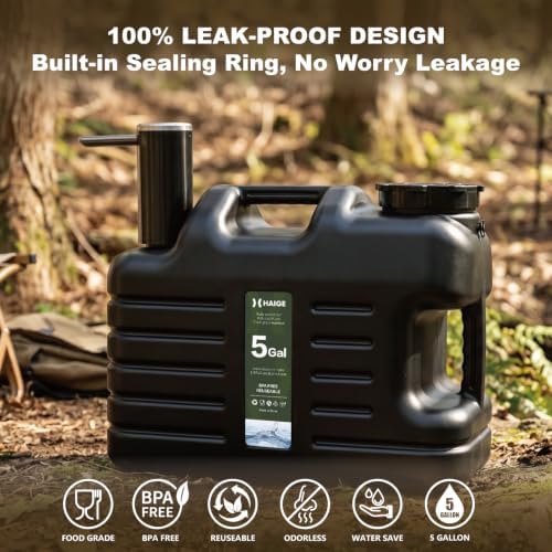HAIGE 5 Gallon Camping Water Container with Electric Pump & Spigot Black - Image 3