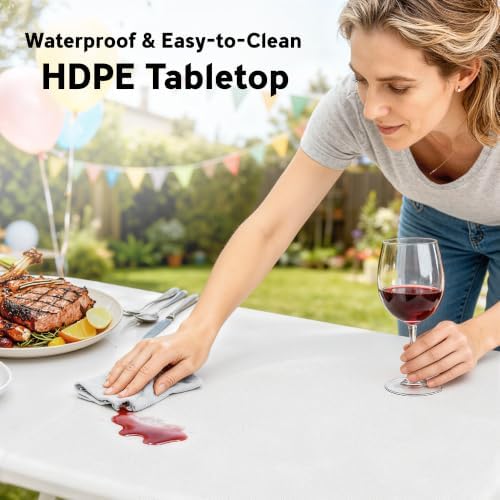 Outsunny 6FT 3-Piece Portable Picnic Table Bench Set Folding Handles White - Image 6