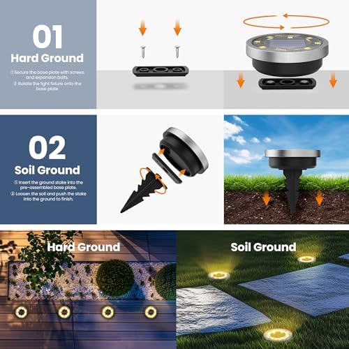SOLPEX 10 Pack Solar Ground Lights Outdoor, Backyard Decor Warm White - Image 4