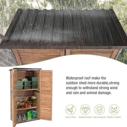 Outdoor Storage Shed Garden Cabinet with Strong Iron Frame Large Garden Shed with Floor,Waterproof - Image 3