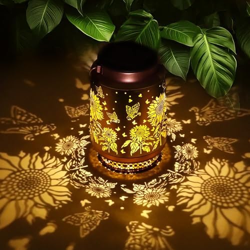 Sunflower Gifts for Women Sunflower Solar Lantern Birthday Gifts Mothers Day Gifts for Mom Grandma Sister Friend Garden Decor Metal Solar Hanging Lights Outside Decor for Yard Patio Porch Landscape by Fussion