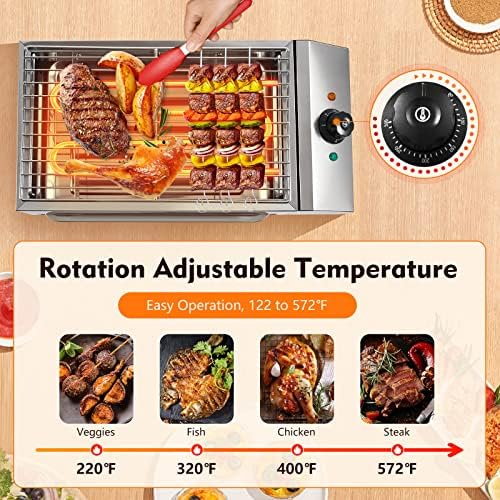 LOYALHEARTDY Commercial Electric Grill Griddle, Electric Indoor Grill BBQ Grill with Temperature Control, Removable Grill and Griddle Plates, Stainless Steel Flat Hotplate Smokeless Grill - Image 7