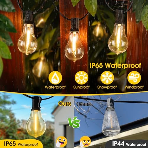 Larkvue 100FT Outdoor String Lights, Patio Light with 32 A39 Bulbs, Black - Image 5
