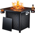 Ciays Propane Fire Pit, 28 inch Fire Pit Table with Two Cup Holders, 50,000 BTU Steel Gas Fire Pit with Pulse Ignition System, Perfect for Patio, Garden & Backyard Gatherings, CIFPT11B, Black by Ciays