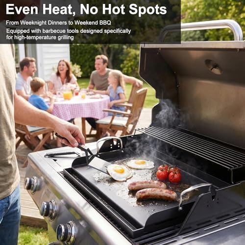 25 x 16 Inch Cast Iron Griddle for Gas Grill with Tool Kit - Image 4