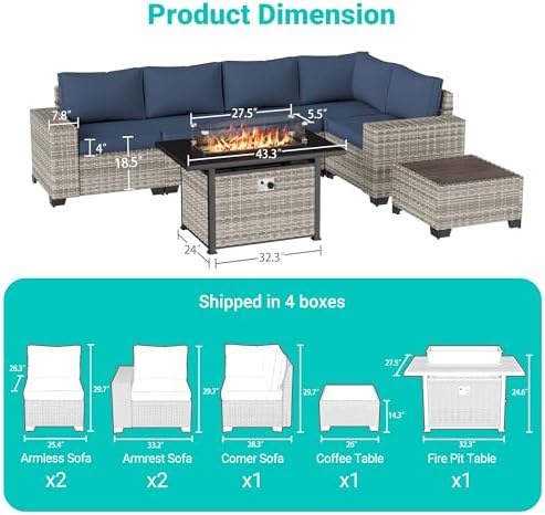 Outdoor Patio Furniture Set PE Wicker Rattan Outdoor Sectional Sofa - Image 2