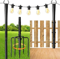 MuliVid 2 Pack 10FT Lighting Hanging Pole for Outside, Waterproof Hardened Metal Outdoor String Light Poles for Patio, Garden, Bistro, Wedding, Parties by Unknown