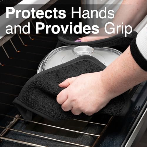 RITZ Terry Potholder & Hot Pad: Unparalleled Heat Resistant, Durable 100% Cotton – Ergonomically Designed for Optimal Grip – Easy-Care Machine Washable – 2-Pack, Black - Image 5