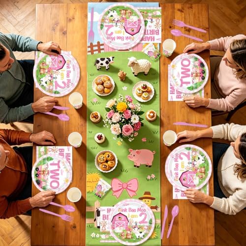 168Pcs Farm 2nd Birthday Party Supplies for Girls Serves 24 - Image 6