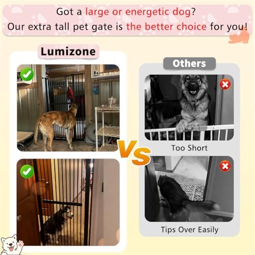 Lumizone 55.12" Extra Tall Pet Gate for Cat Dog 30.12"-34.05" Wide Black - Image 5