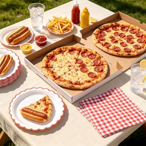 NatNarr 30 Pcs Red Paper Plates 9" Scalloped Red White Party Plates - Image 4