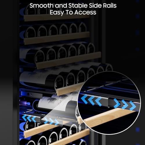 24 Inch Wine Cooler, 158 Bottles Wine fridge with Glass Door Built-in or Freestanding, Wine Cellar Compressor Quick Cooling&Low Noise-Kitchen Bar Office - Image 6