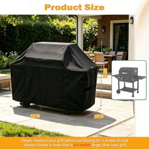 Grill Cover for Nexgrill 810-0171 Oakford Homestead 24 Inch Charcoal Grill, Heavy Duty Waterproof All-Weather Protection, Outdoor Fade Resistant BBQ Grill Cover (53" W x 24" D x 40" H) - Image 2