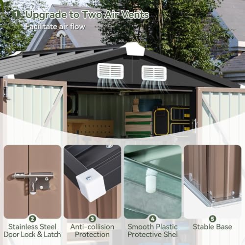 Aoxun 6'x4' Outdoor Storage Shed with Base, Brown - Image 7