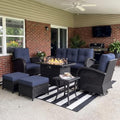 LayinSun 7 Pieces Outdoor Patio Furniture Set with Fire Pit Table by LayinSun