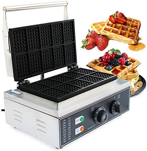 10-Slice Commercial Waffle Maker, 1500W Electric Waffle Machine, Stainless Steel Waffle Iron Baker with Non-Stick Coating, 122-572℉ Temperature Adjustable by Milzeone