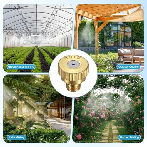 M METERXITY 20-Pack Brass Misting Nozzles, 0.031inch/0.8mm Orifice Heavy Duty 10/24 UNC Screw Thread Misting Nozzle Plug for Outdoor Spray Cooling System/Patio Mist System/Dust Control - Image 6