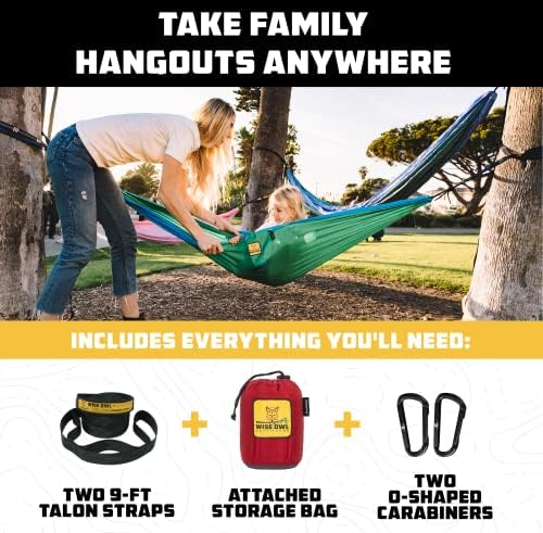 Wise Owl Outfitters Kids Hammock - Small Camping Hammock, Kids Camping Gear w/Tree Straps and Carabiners for Indoor/Outdoor Use, Kid Size Cloud Blue & Tangerine - Image 4