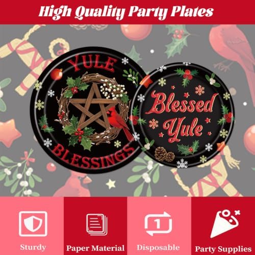 Yule Blessing Winter Solstice Party Dinnerware Decorations 96pc - Image 4