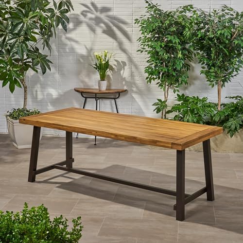 8-Seater Acacia Wood Outdoor Dining Table – Premium Patio Table with Metal Frame | Weather-Resistant Outside Table for BBQs, Gatherings & Tea Parties (Patio Deals Included, Easy Clean) - Image 3