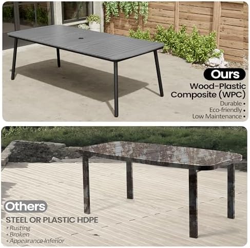 93" Outdoor Dining Table for 10 Aluminum Patio Table - Image 6