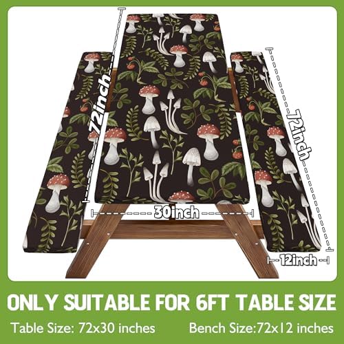 Picnic Table Cover with Bench Covers Waterproof Elastic Rectangle Furniture Fitted Table Cloth Tablecloth Glamping Camp Camper Camping Essentials Outdoor Road Trip Rv Car Travel Vacation Canping Gear - Image 2
