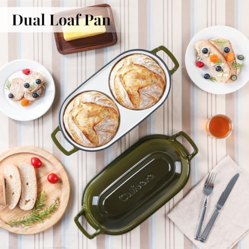 Cast Iron Double Dutch Oven, Mini Enamel Sourdough Bread Pan with Lid - Image 2
