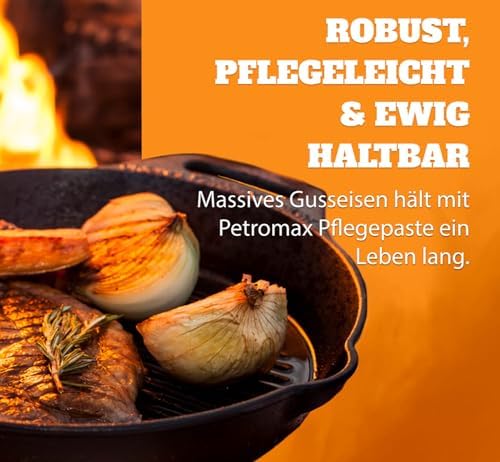Petromax Cast Iron Fire Skillet for Kitchen or Camping, Pre-Seasoned Cookware for Campfire or Home Oven and Stove, Conducts Heat Evenly, Long Handle, 10" - Image 4