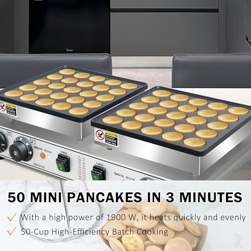 Commercial 1900W 50PCS Mini Dutch Pancake Maker Dual-Zone Heating - Image 4