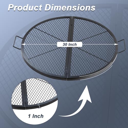30 Inch Round Folding Fire Pit Grill Grate for Outdoor Campfire, Gathering - Image 2