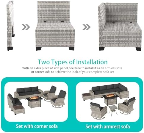Outdoor Patio Furniture Set PE Wicker Rattan Outdoor Sectional Sofa - Image 2