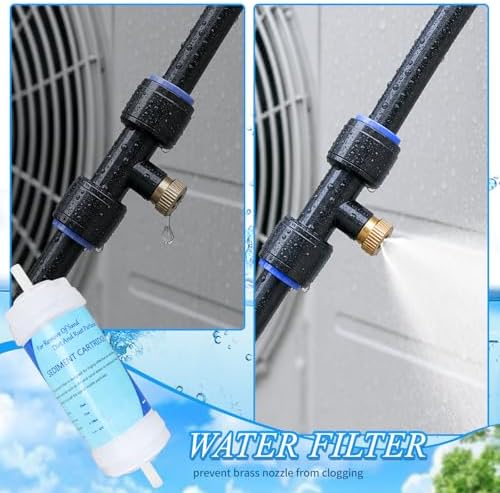 AC Condenser Misting Cooling System Includes Water Filter Cutter, Air Conditioner Cooler System Evaporative Cooling Kit for Residential AC Units, Sun-Exposed Condensers&High-Temperature Climate Homes - Image 5
