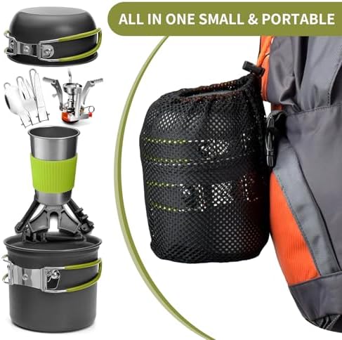 aiGear 8pcs Camping Cooking Set for 1-2 People with Pot Cutlery Stove Stand - Image 4