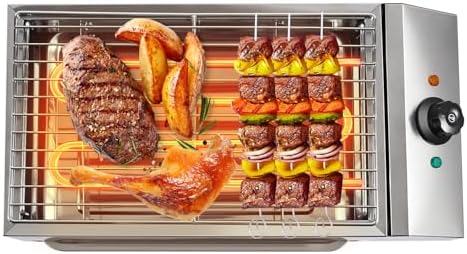 1800W Countertop Electric BBQ Grill, Commercial and Home Use, Stainless Steel Barbecue Griddle, Smokeless Portable Cooking Oven for Indoor Outdoor Picnic for Party Home Camping Cooking by fagauhds