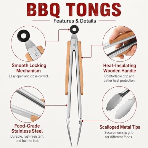 BBQ Grill Basket Set with 12 Inch Tongs & 2 Silicone Basting Brushes, Stainless Steel Folding BBQ Basket for Grilling, Portable Barbecue Grill Basket for Fish, Shrimp, Vegetables, Steak - Image 3