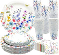 100Pcs Wildflower Party Supplies Spring Floral Wedding Birthday Decoration Include Wildflower Plates Napkins and Cups for Spring Summer Picnic Wedding Baby Shower Tea Party Decor,Serve 25 (Purple) by GOGUOGOFA