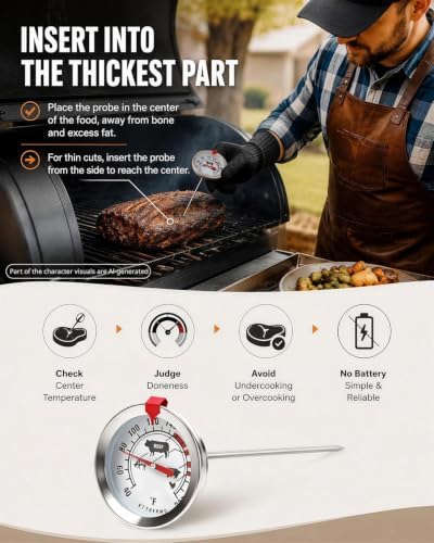 Meat Thermometer for Oven 304 Stainless Steel Probe, 40‑220°F, 2pc - Image 6