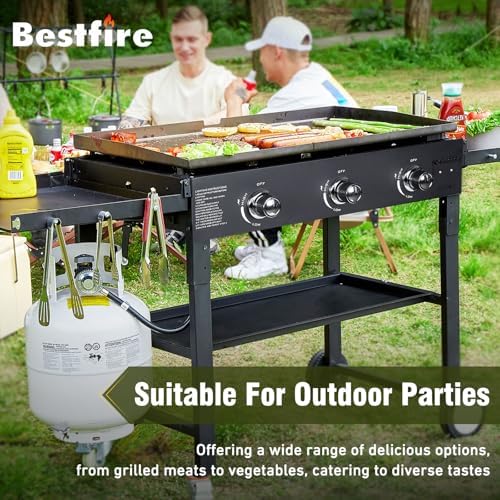 BESTFIRE 3 Burner 35" Flat Top Grill,45000 BTU Flat Grills Outdoor Cooking - Image 6